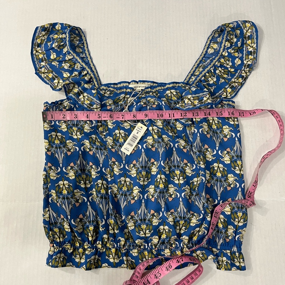 MAX STUDIO FLORAL RUFFLE TOP NEW WITH TAG - Picture 10 of 12